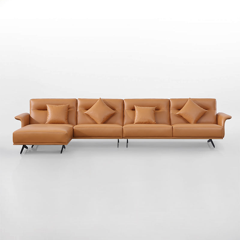 Gainsville GS9012 Minimalist Modern L Shape Leather Sofa