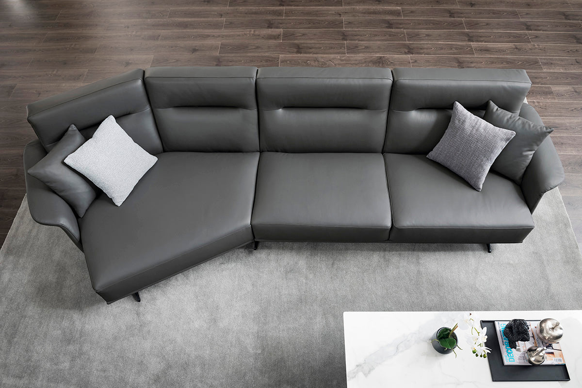 Gainsville GS9012 Minimalist Modern L Shape Leather Sofa